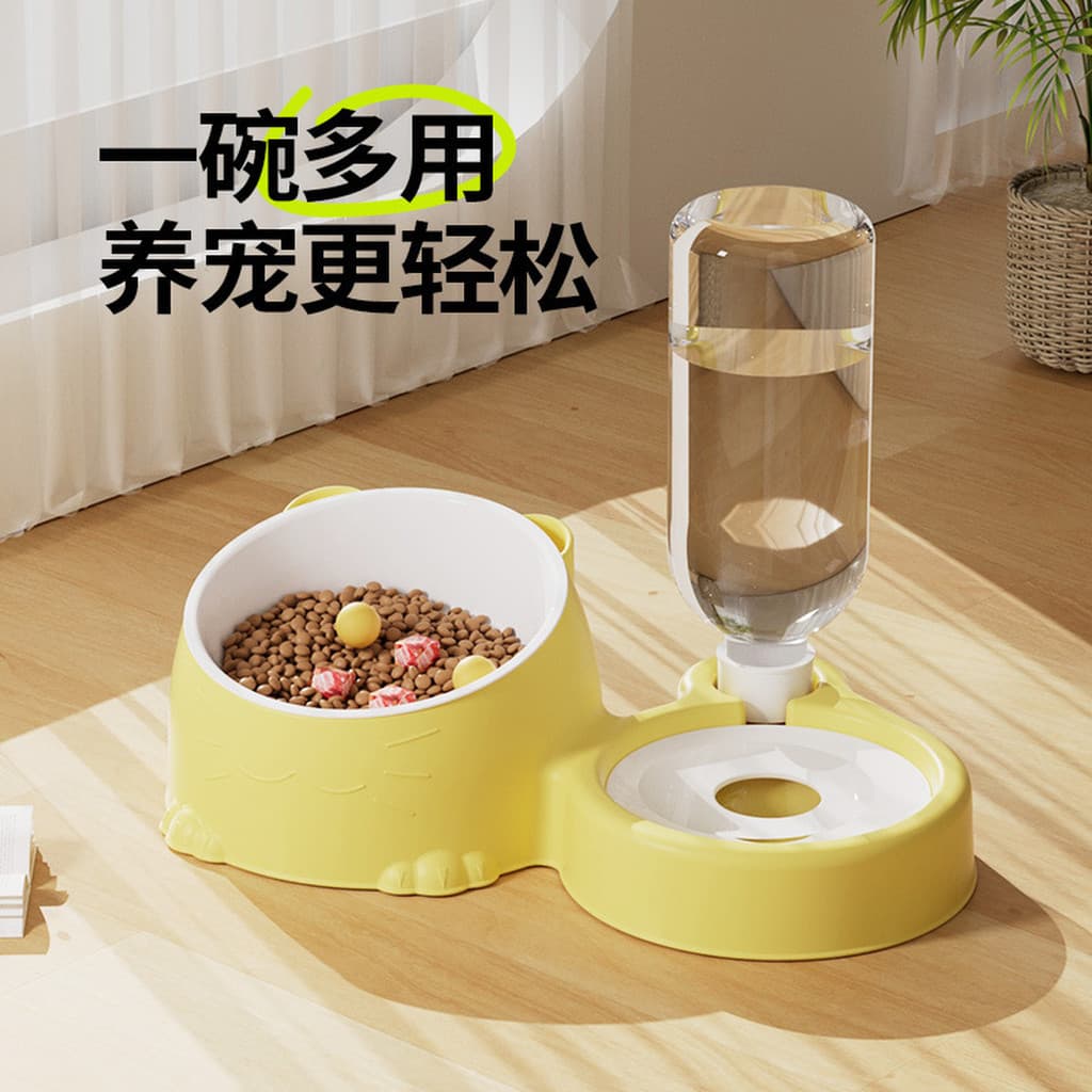 Tigela para gatos, tigela dupla, água potável automática, comida para gatos, comida para cães, aço inoxidável, cerâmica,