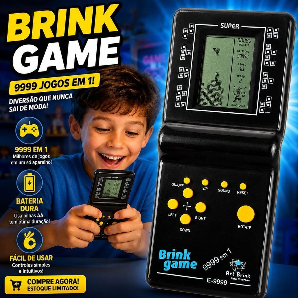 Mini Game Portátil 9999 Jogos Classic Retrô - Multijogos  - Brink Game