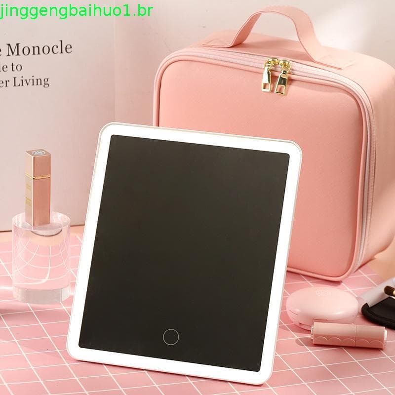 Bolsa De Maquiagem MILLNEY , Organizadora De Cosméticos De Grande Capacidade Com Luz LED Artista Divisória Removível
