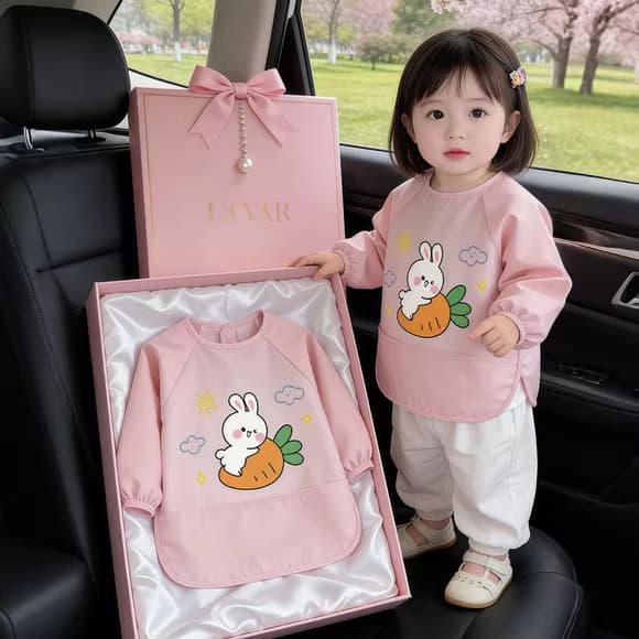Bebê comendo babador infantil de manga comprida antidesgaste roupas de proteção primavera verão macacão anti-sujo à prov