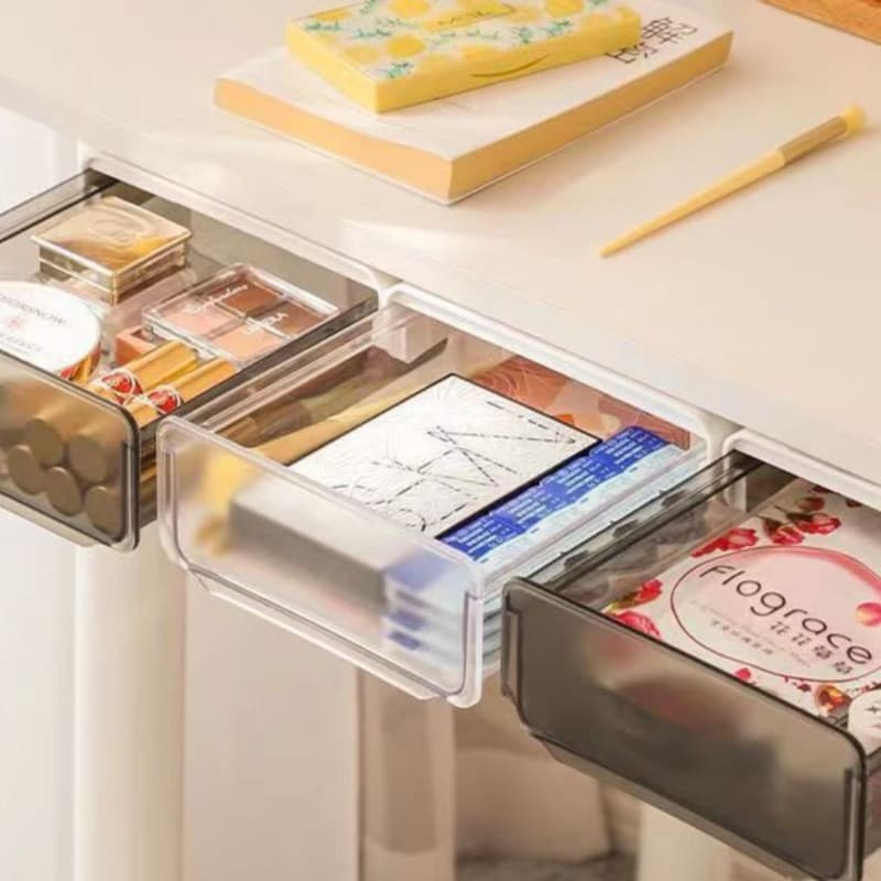 Sob a mesa gaveta caixa de armazenamento invisível gaveta caixa de mesa baixo adesivo transparente escondido ferramenta