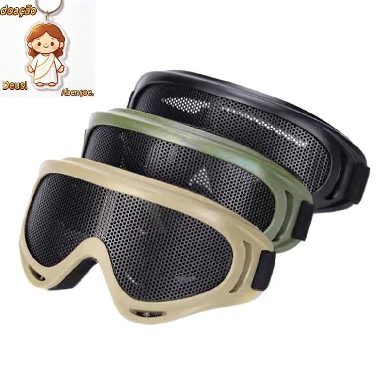 [GrandLarge] 1Pc Proteção Para Os Olhos Ao Ar Livre Confortável Segurança Óculos De Malha De Metal BR（Dar chaveiro）