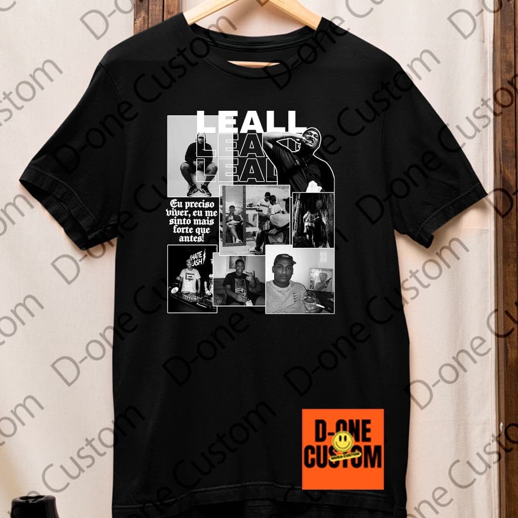 Camisa Camiseta Leall Cantor Hip-Hop Peita Casual Show Streetwear Plus Size Preto Branco Unissex