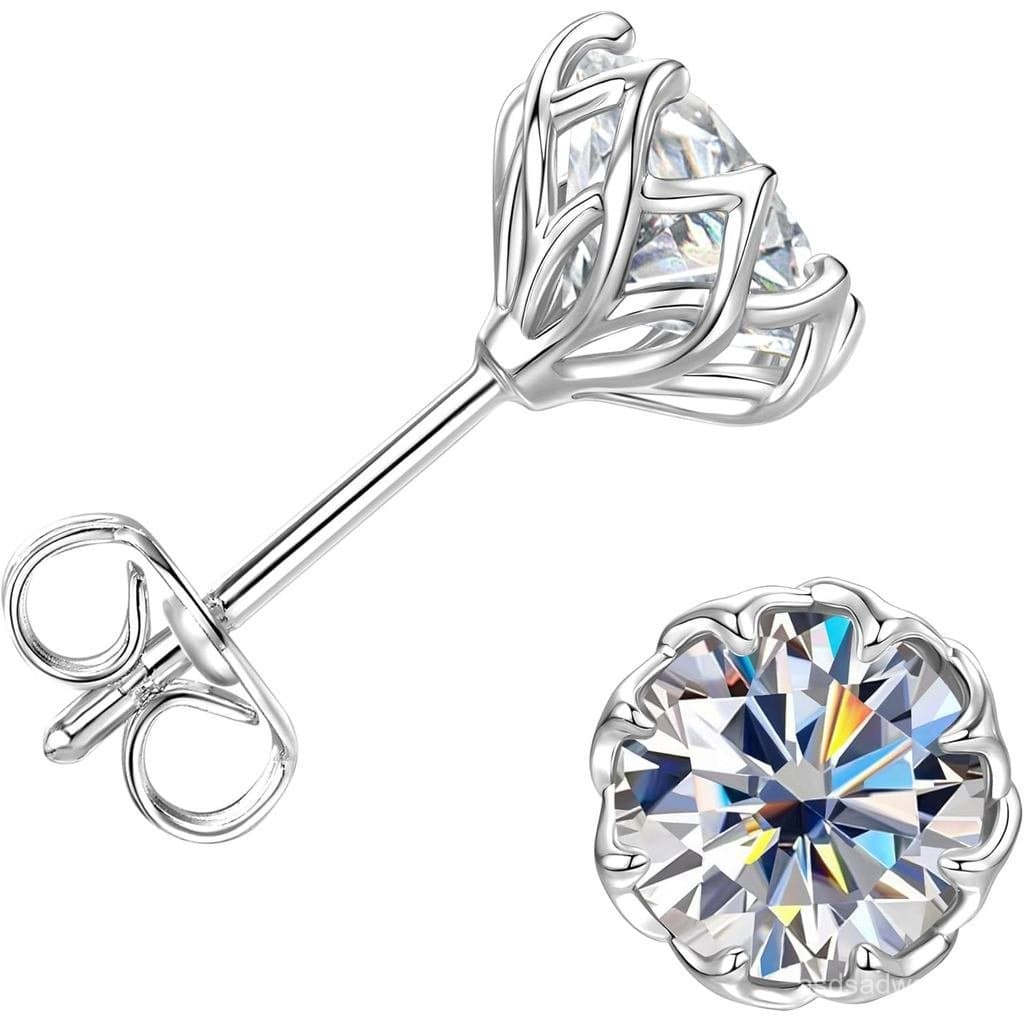 Brincos Solitários para Mulheres, Brincos de Moissanite com Imitação de Diamante em Ouro 14K, Conjunto Delicado em Forma