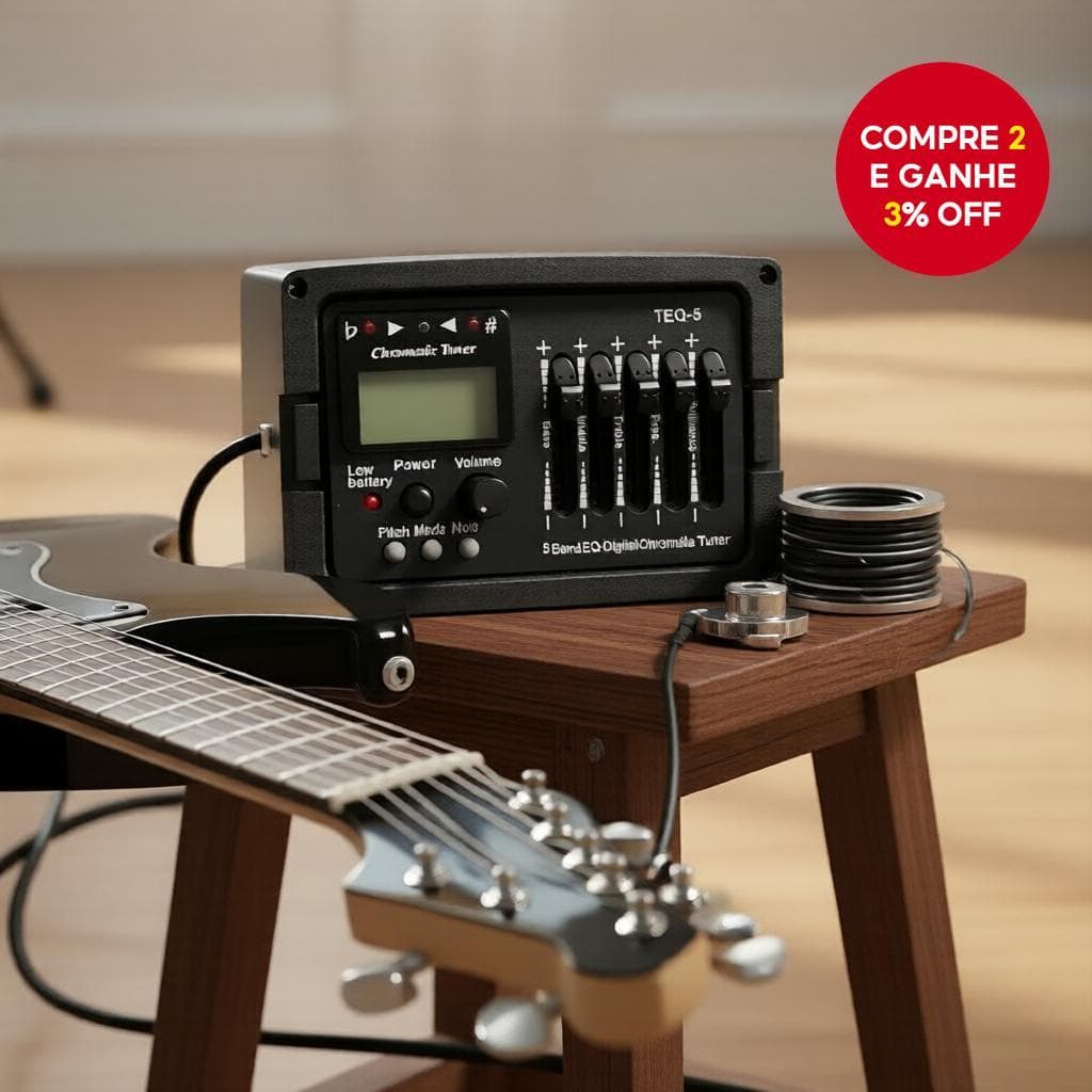 Conjunto Captador de Violão Acústico: 2/3/4 Bandas EQ, Pré-amplificador Embutido, Afinador, Microfone, Display LCD,