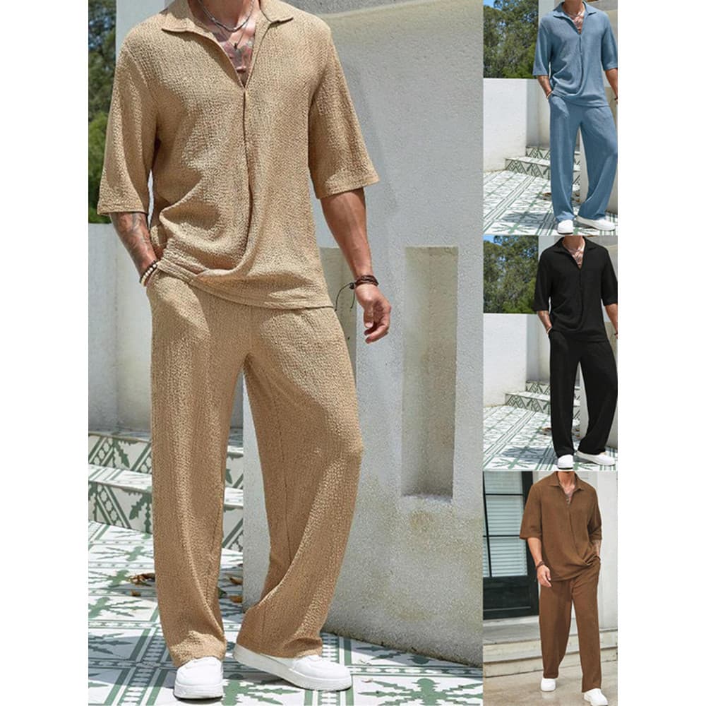 2026 primavera outono novo estilo europeu americano camisa Casual masculina tamanho grande cor sólida calças de manga cu