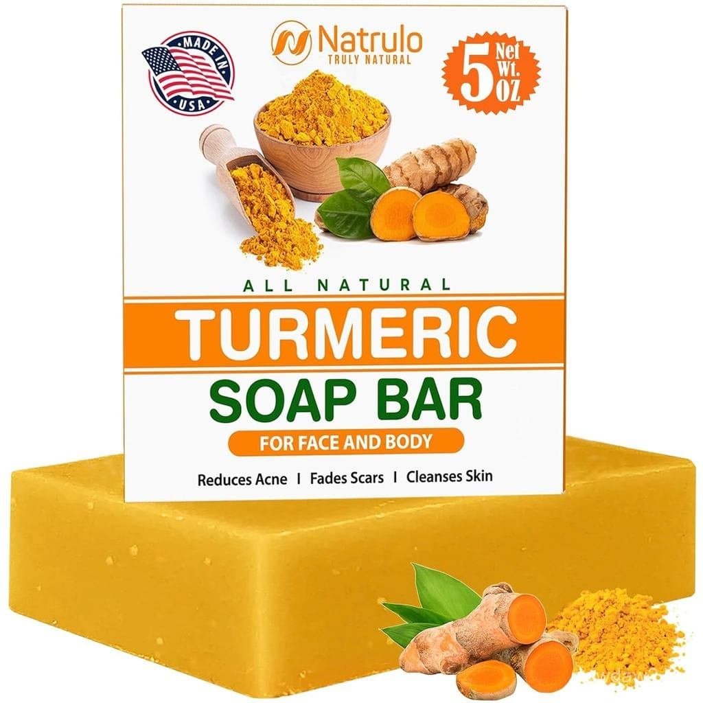 Barra de Sabão de Cúrcuma para Rosto e Corpo – Sabão Iluminador de Cúrcuma para Manchas Escuras, Tom Irregular e Partes