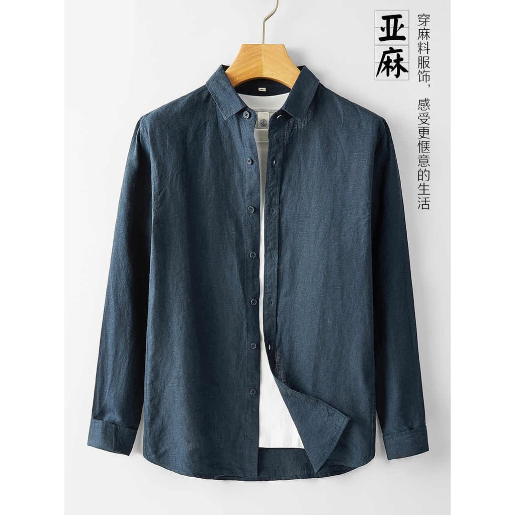 Camisa de linho de alta qualidade masculina primavera outono verão negócios Casual camisa masculina de manga comprida ca