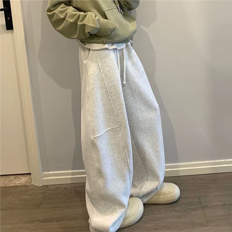 Cinza estilo americano Sweatpants feminino primavera outono novo estilo outono inverno versão coreana costura reta Casua
