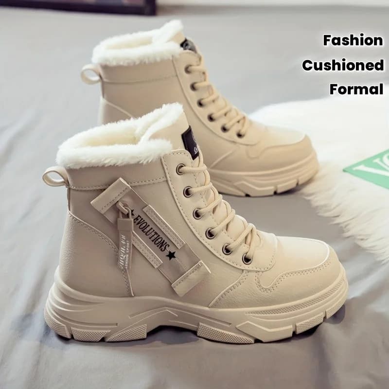 Bota de Cano Curto Feminina, Bota de Inverno com Forro Espesso e Isolamento, Estilosa e Versátil, Bota de Inverno com So