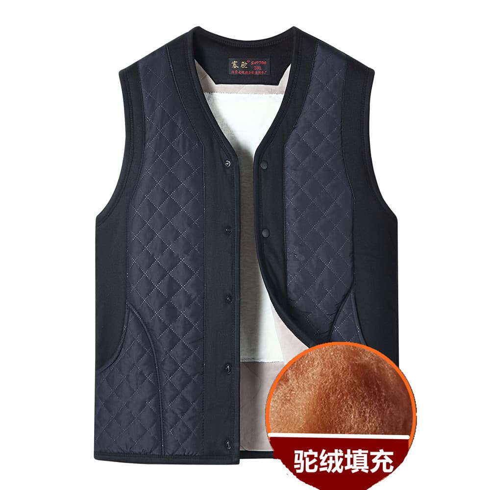 Novo estilo inverno camelo algodão colete masculino de meia-idade idosos engrossado quente colete velho colete casa pai