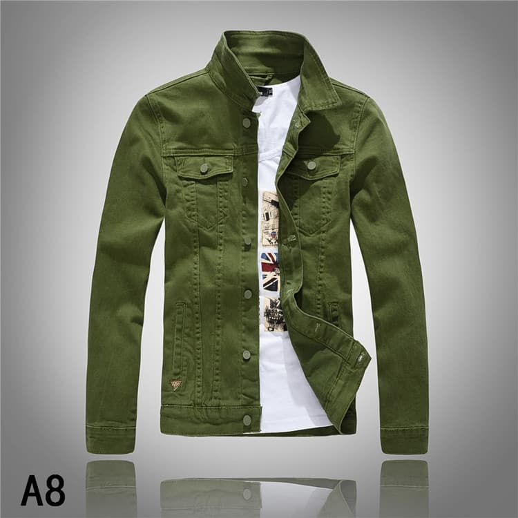 A8 primavera outono novo estilo versão coreana jaqueta jeans masculina fino ajuste de manga comprida jaqueta jeans mascu