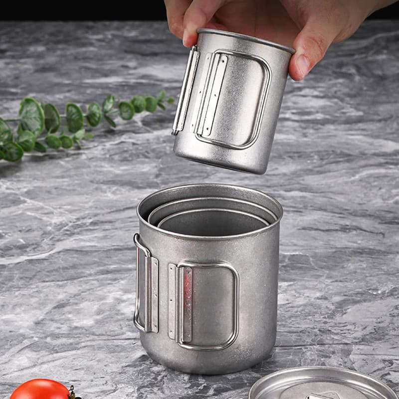 316 imitação de aço inoxidável titânio única camada caneca dobrável copo água equipamentos ao ar livre copo café campo a
