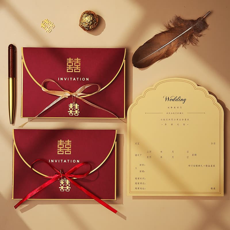 Novo estilo convite de casamento convite criativo cerimônia de casamento chinês personalidade convite de casamento carta