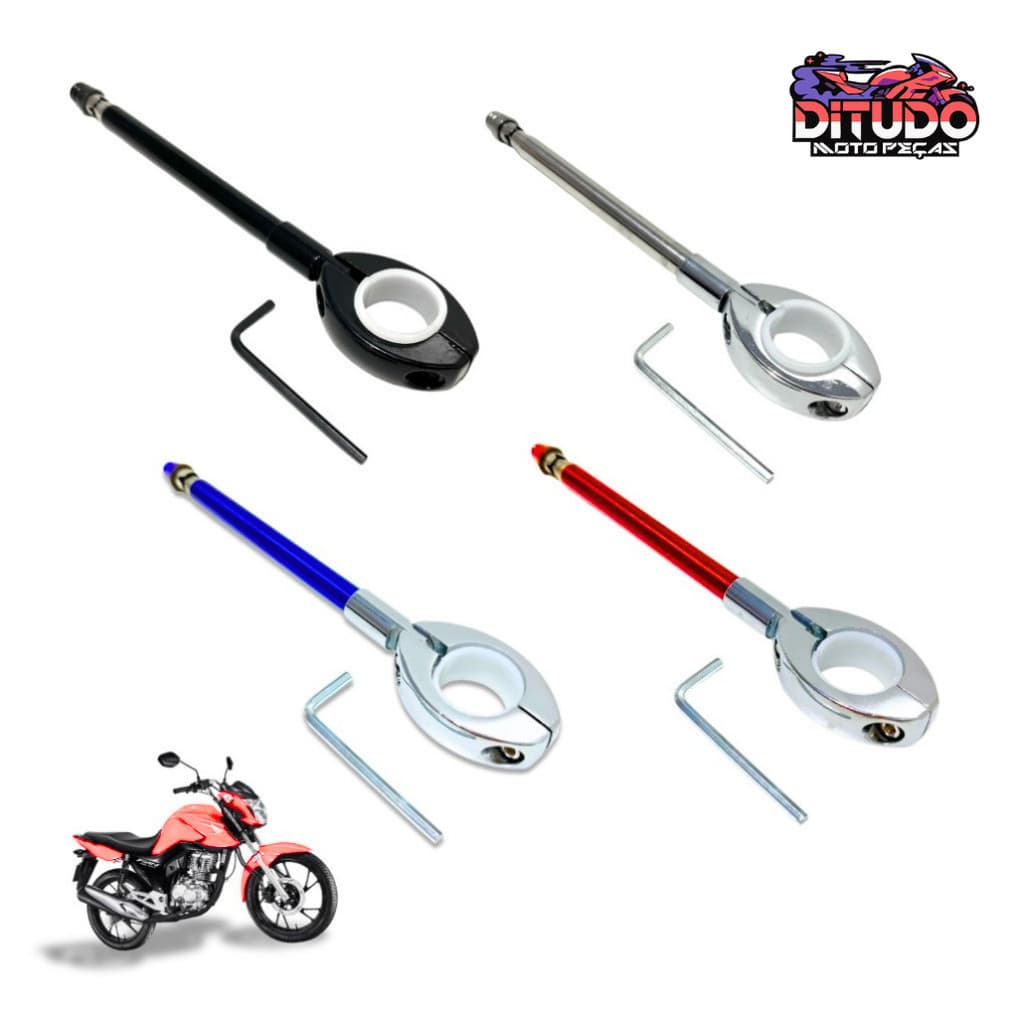 Antena Corta Linha Pipa Moto Retrátil Aço Inox Guidão