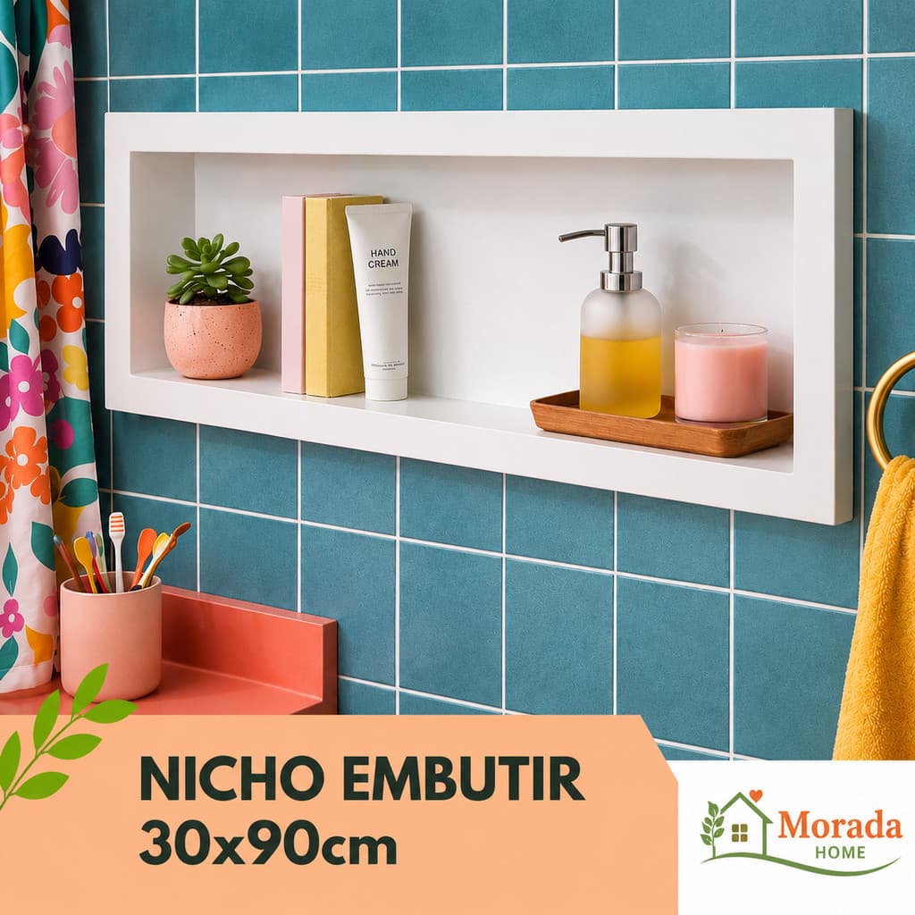 Nicho de Embutir Metasul 30x90cm Porta Shampoo para Banheiro, Cozinha e Lavanderia