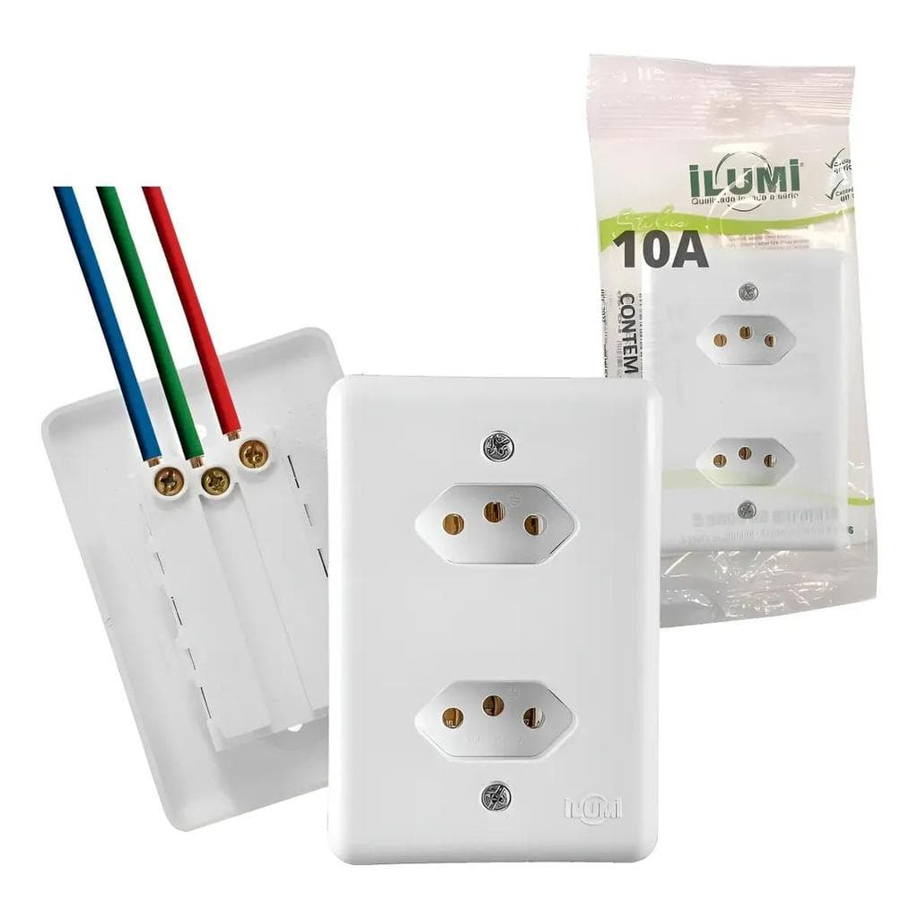 20120 Tomadas 2 Entrada 3p 10a  250v Stylus Branco Ilumi