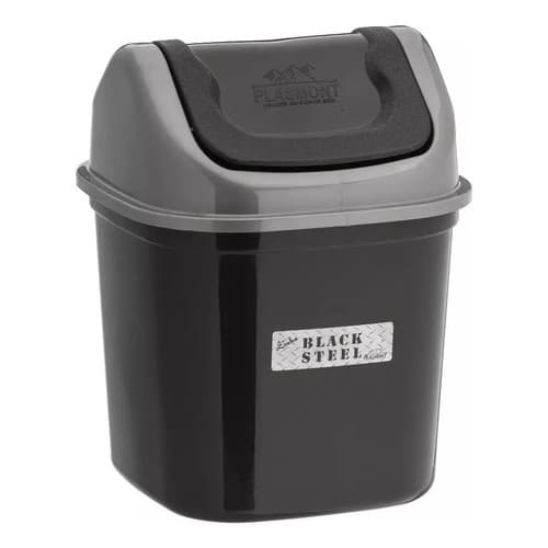 Lixeira Basculante Black Steel 7 Litros Plasmont