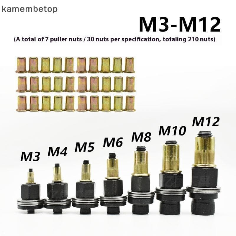 11 Pçs Manual Rebitador Porca Ferramenta Acessório Para Porcas M3 M4 M5 M6 M8 M10 M12 Instalação Simples Mão Rebite