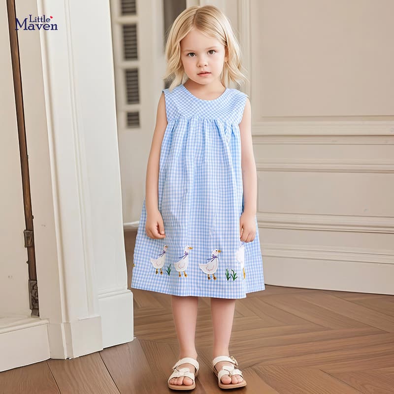 Little maven Europeu Americano Meninas Colete Vestido Verão Crianças Vestido Sem Mangas Bonito Meninas Vestido
