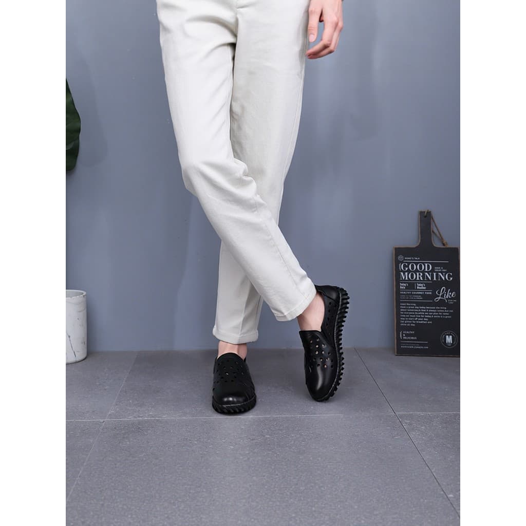 35-36 tamanho oco couro genuíno dedo do pé redondo plana Retro sapatos femininos boca profunda mãe sapatos preguiçosos X