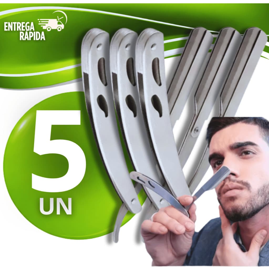 Combo Navalhete Navalha Profissional Barbeiro Aço Inox Acabamento Corte Cabelo Barba Sobrancelha