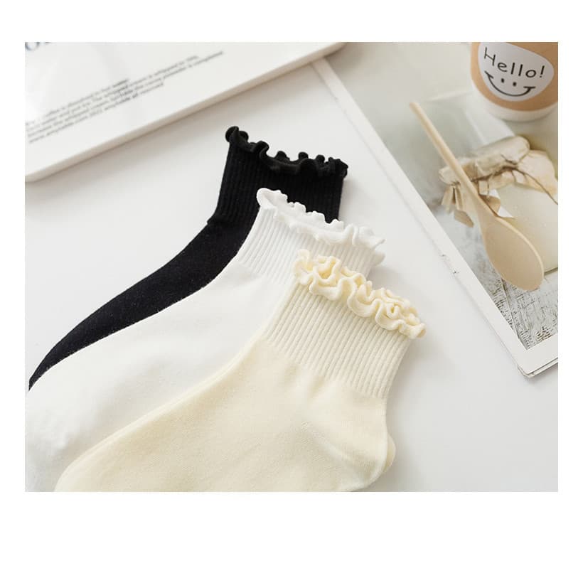 Kit 10 Meias Femininas Cano Baixo com Babados Confortáveis