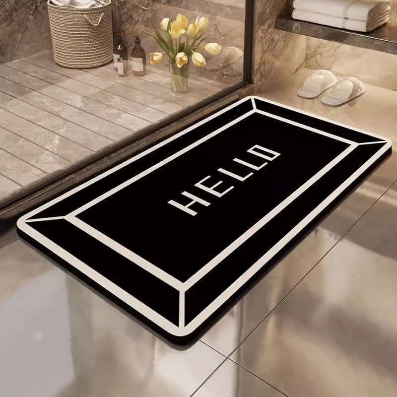 Tapete de lama diatomácea para banheiro, porta de banheiro, absorve água, secagem rápida, antiderrapante, tapete de banh