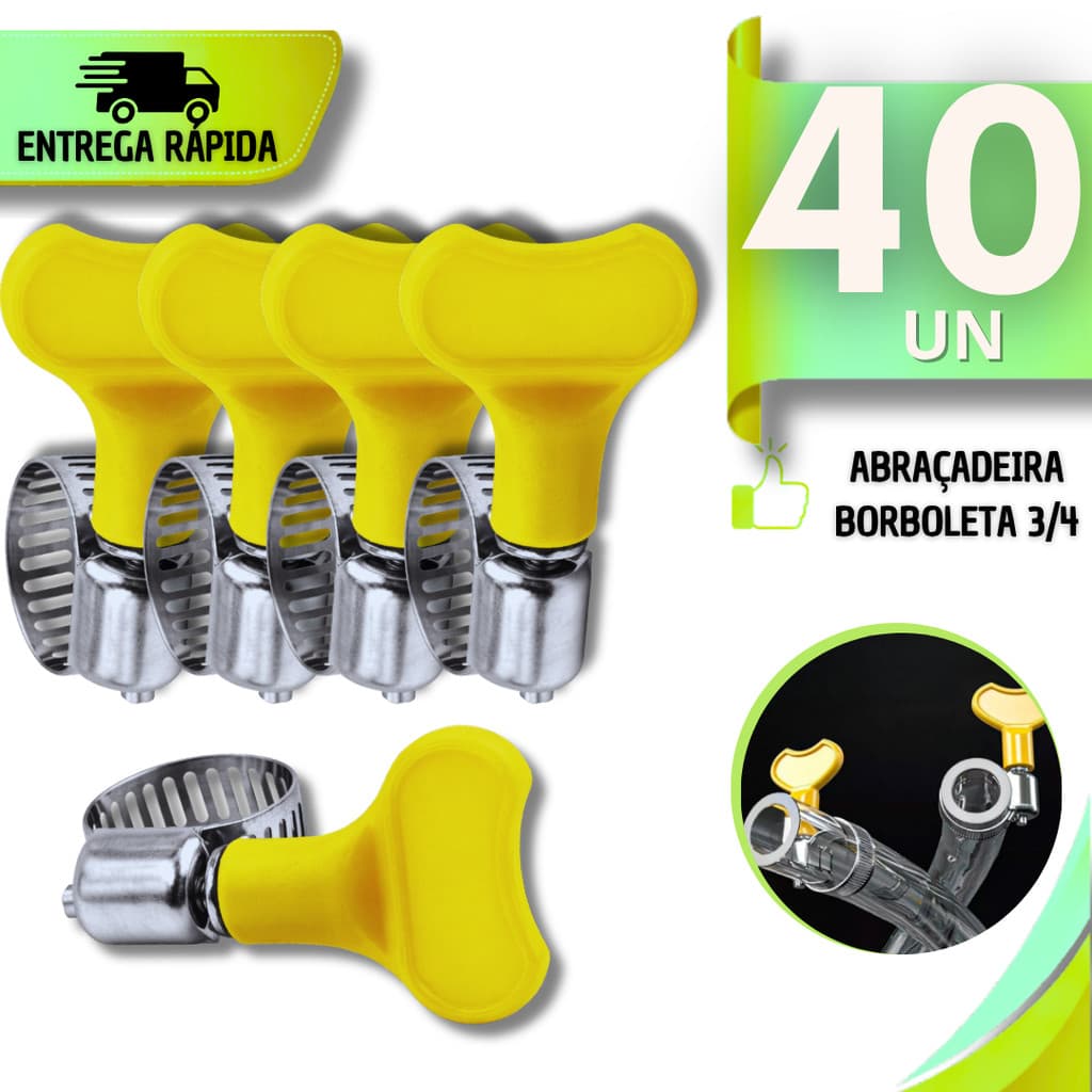 Conjunto Abraçadeiras Americana Inox Vazado Parafuso Com Borboleta 3/4 Mangueira Gás Irrigação Multiuso