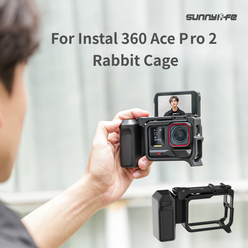 Sunnylife Insta360 Ace Pro 2/1 Gaiola de Proteção para Fotografia de Rua com Alça de Liberação Rápida e Suporte de Fixaç