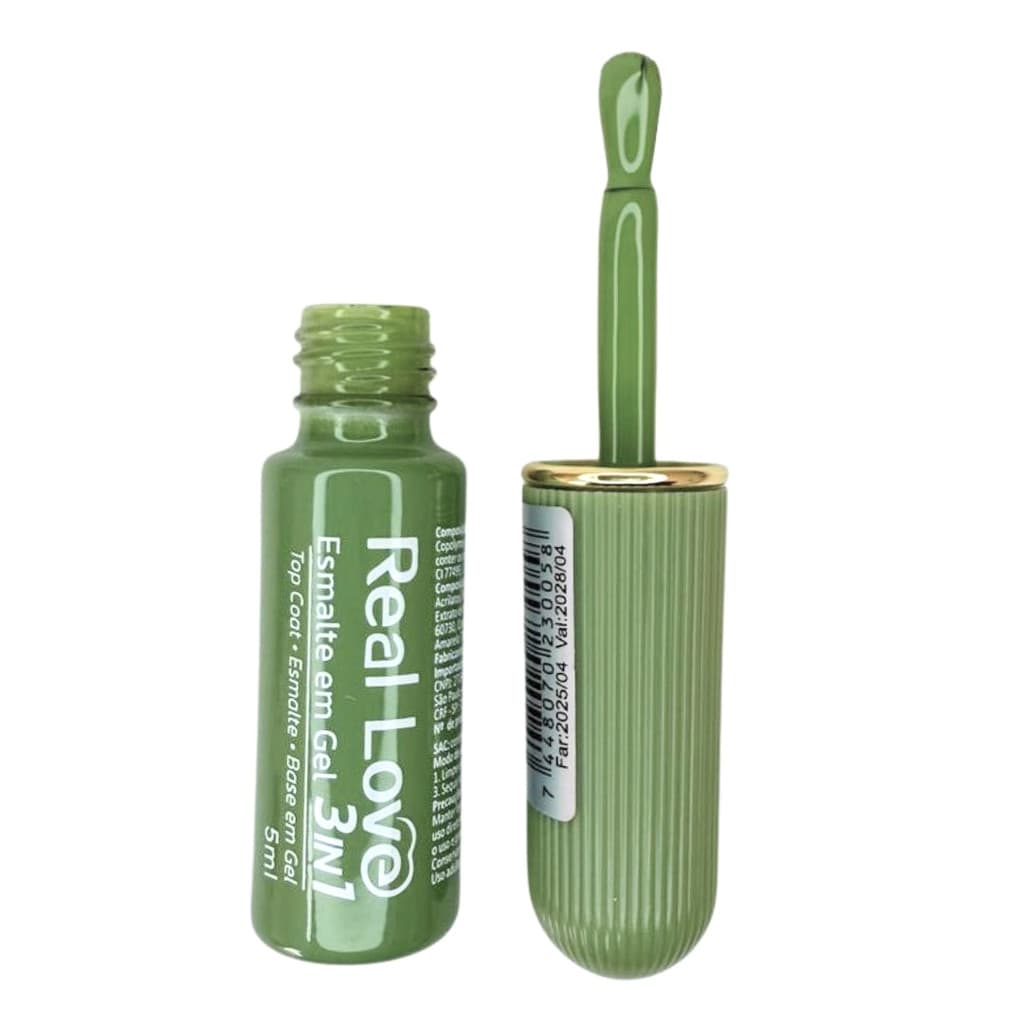 Esmalte gel 3 em 1 Verde Oliva Claro GEL-47-24 Vidro Real Love 5ML LED Brasil Copa 5ml