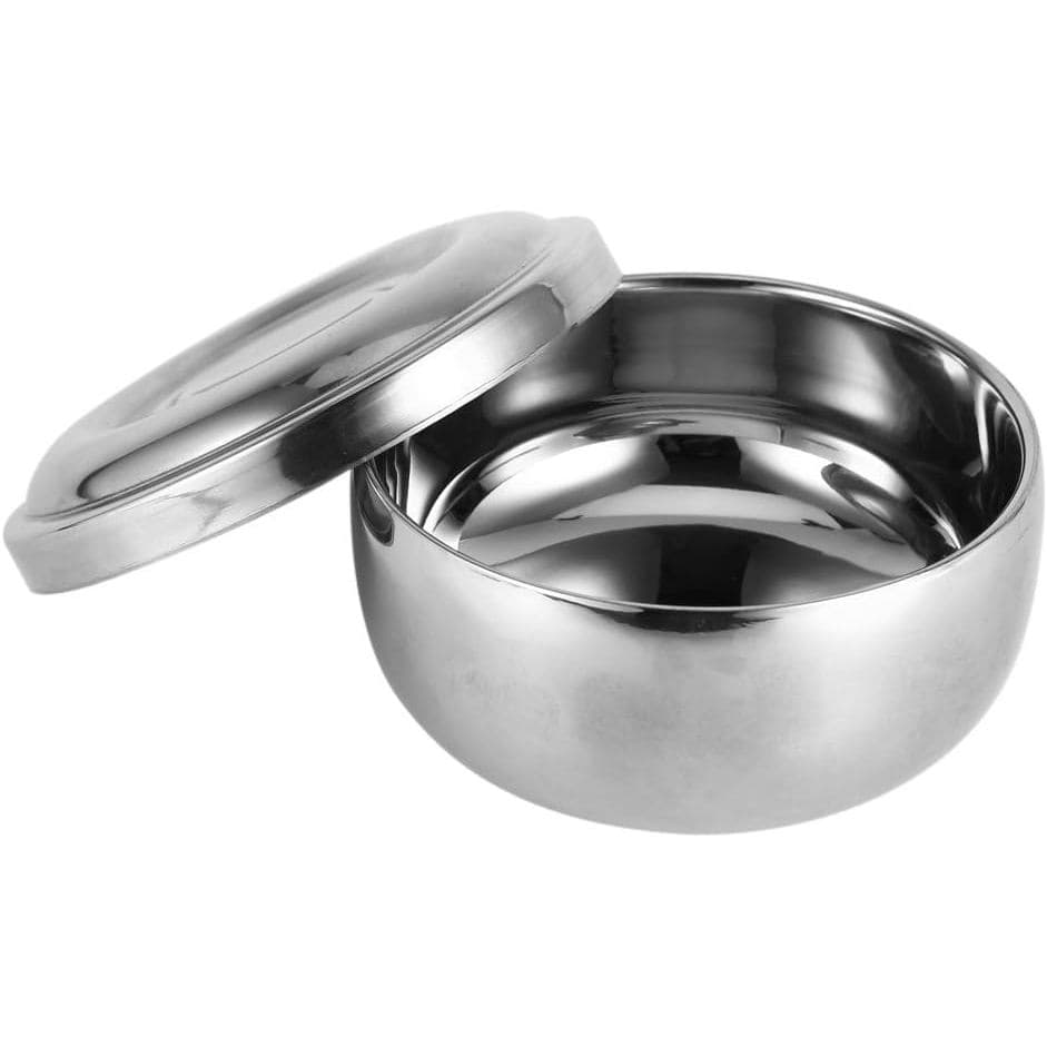 Tigela de Barbear em Aço Inoxidável, Pote de Sabão para Barbear Masculino, Prateado, de Metal, para Limpeza Facial e Cui