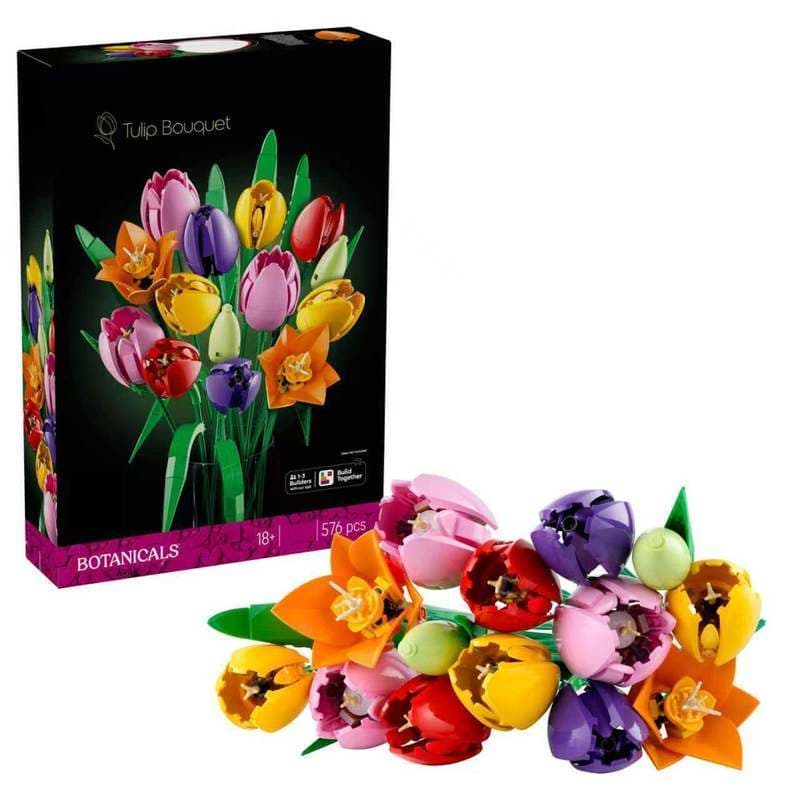 576 pçs compatível Lego flores plantas 11501 buquê de tulipas flores preservadas crianças montado bloco de construção br