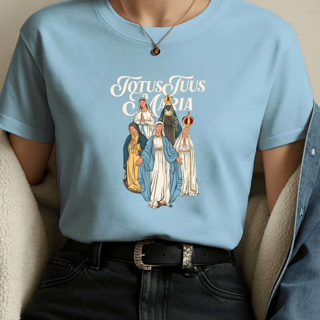 Camiseta Adulto Unissex - Camiseta Religiosa Totus Tuus Maria - Camisa em Algodão Alta Qualidade