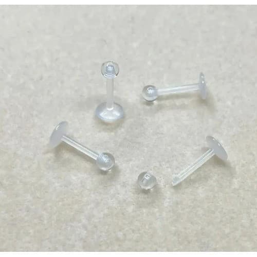 Piercing Labret Orelha 2 Unid Silicone Transparente Bioflex Kit 2 Unidades 8mm