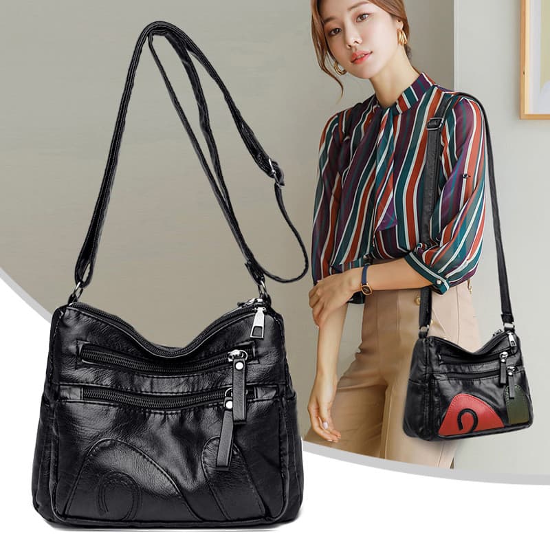 Bolsa de couro lavado feminina 2026 novo estilo moda Multi-compartimento couro macio mãe saco do telefone móvel moeda bo