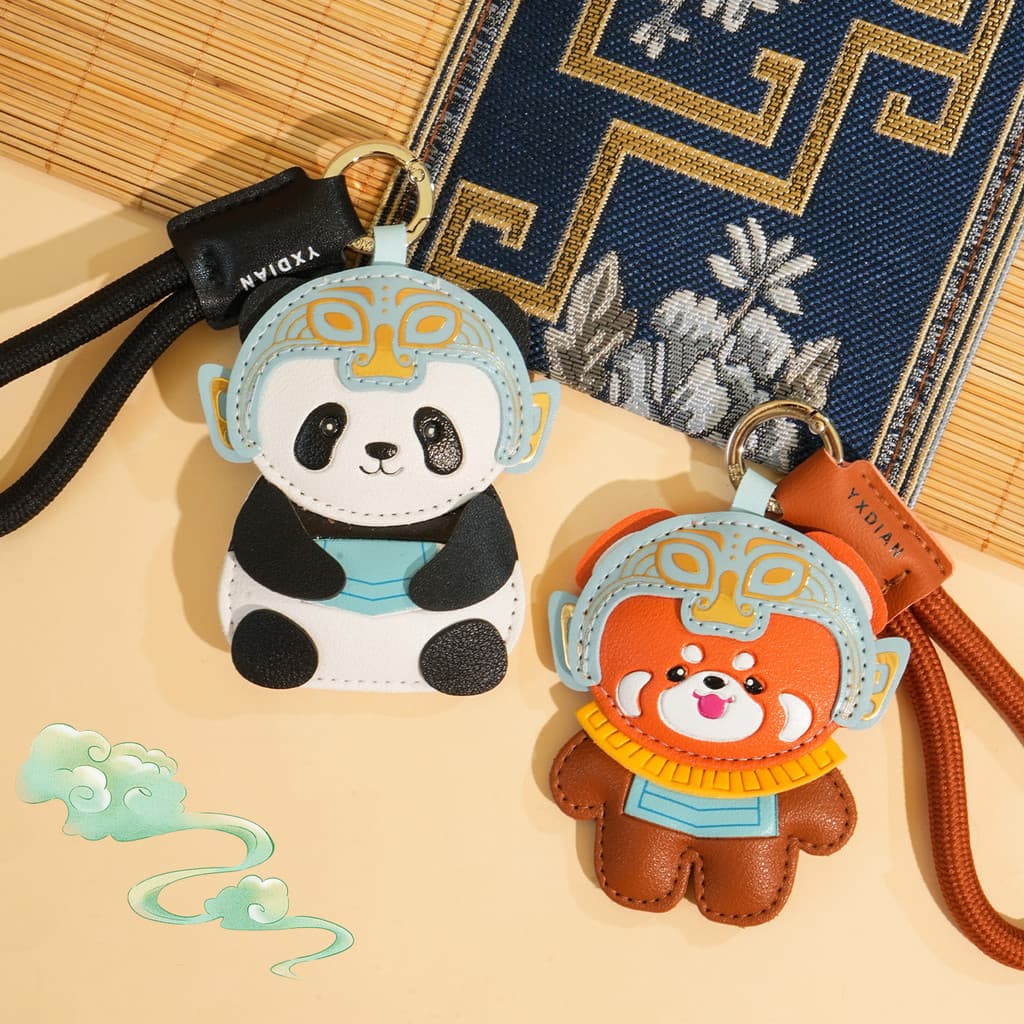 Couro Samsung Panda criativo carro chaveiro corrente feminina requintado bonito dos desenhos animados mochila pingente p