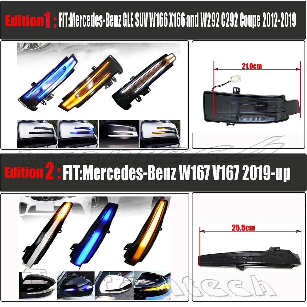 2 Pçs Luz De Sinal De Volta Para Mercedes-Benz GLE300 GLE350 GLE400 GLE450 GLE580 GLE53 GLE63 LED Âmbar Espelho Capa Len