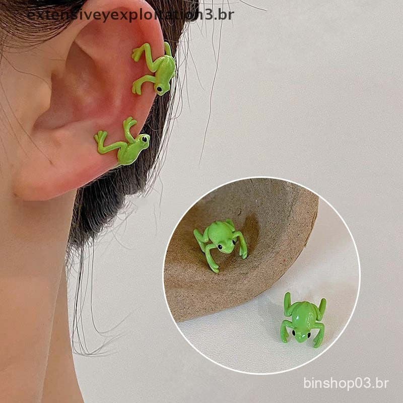 EEBR 1 Par Criativo Bonito Sapo Orelha Clipe Engraçado Animal Brincos Para Mulheres Meninas Moda Sem Diversão Amizade Jó