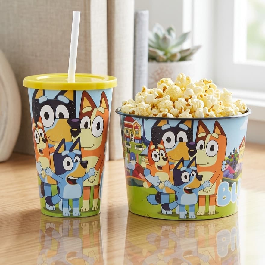 KIT PIPOQUEIRA 1.5L + COPO 550 ML BLUEY - CINEMA LEMBRANCINHA PRESENTES