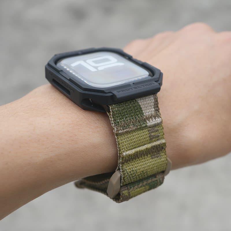 Urso gordo adequado para Apple Watch S10/S9/S8/Ultra camuflagem Loop tático pulseira de náilon