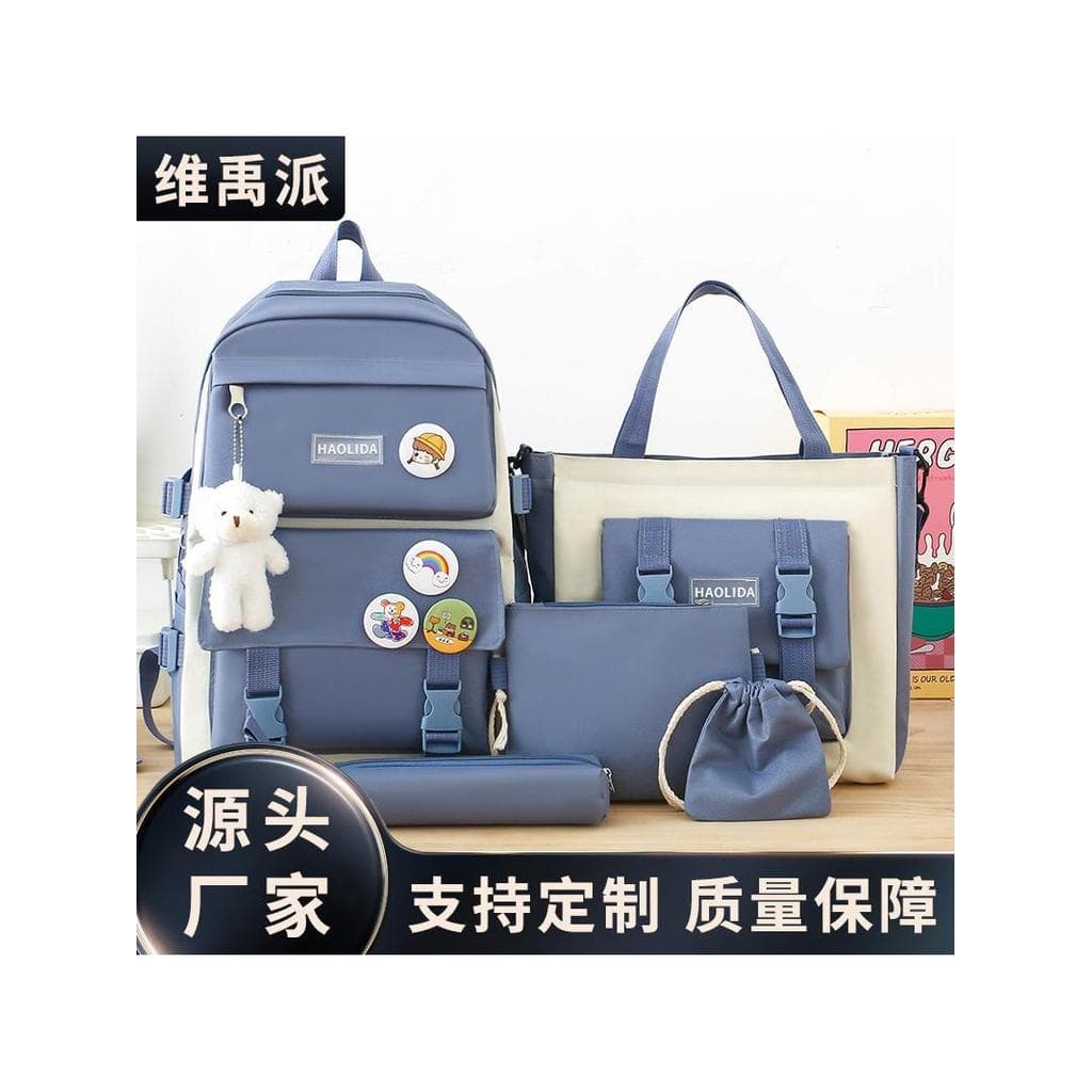 Conjunto de cinco peças mochila para estudantes do ensino médio leve meninas contraste cor mochila estudantes da escola