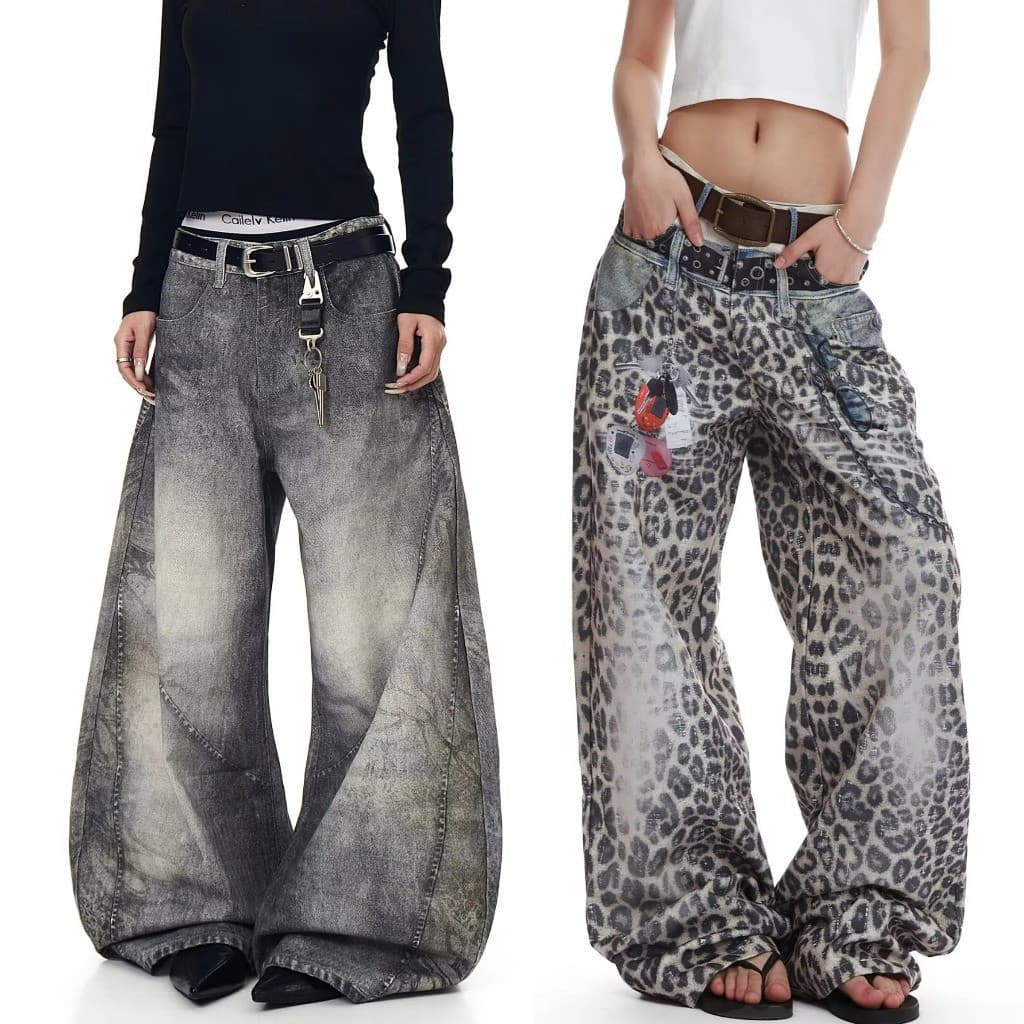 Calças jeans Largas De Perna Larga Retrô Americanas Soltas Reta