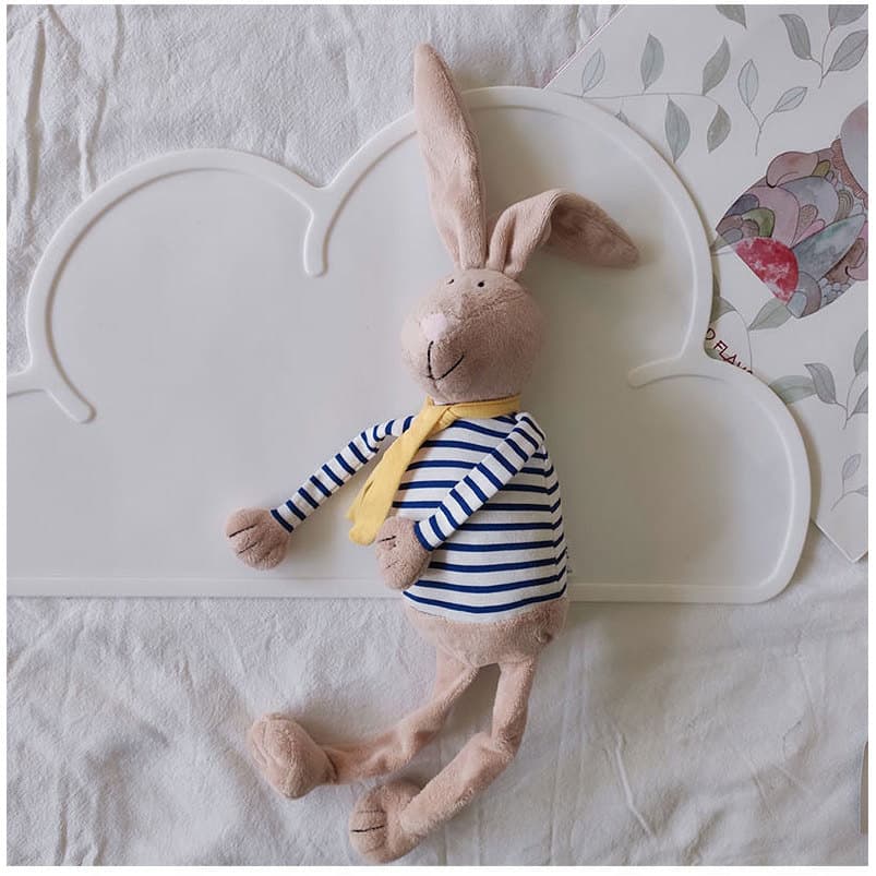 Exportação pedido Original bebê brinquedo calmante coelho boneca bebê Muppet crianças fantoche de mão com tira de nome A