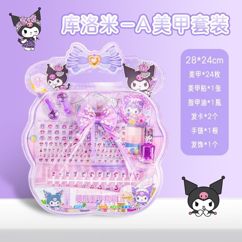 Conjunto de adesivos de unhas infantis Kuromi brinquedos Kuromi adesivo de Manicure autoadesivo Kuromi presente prêmio d