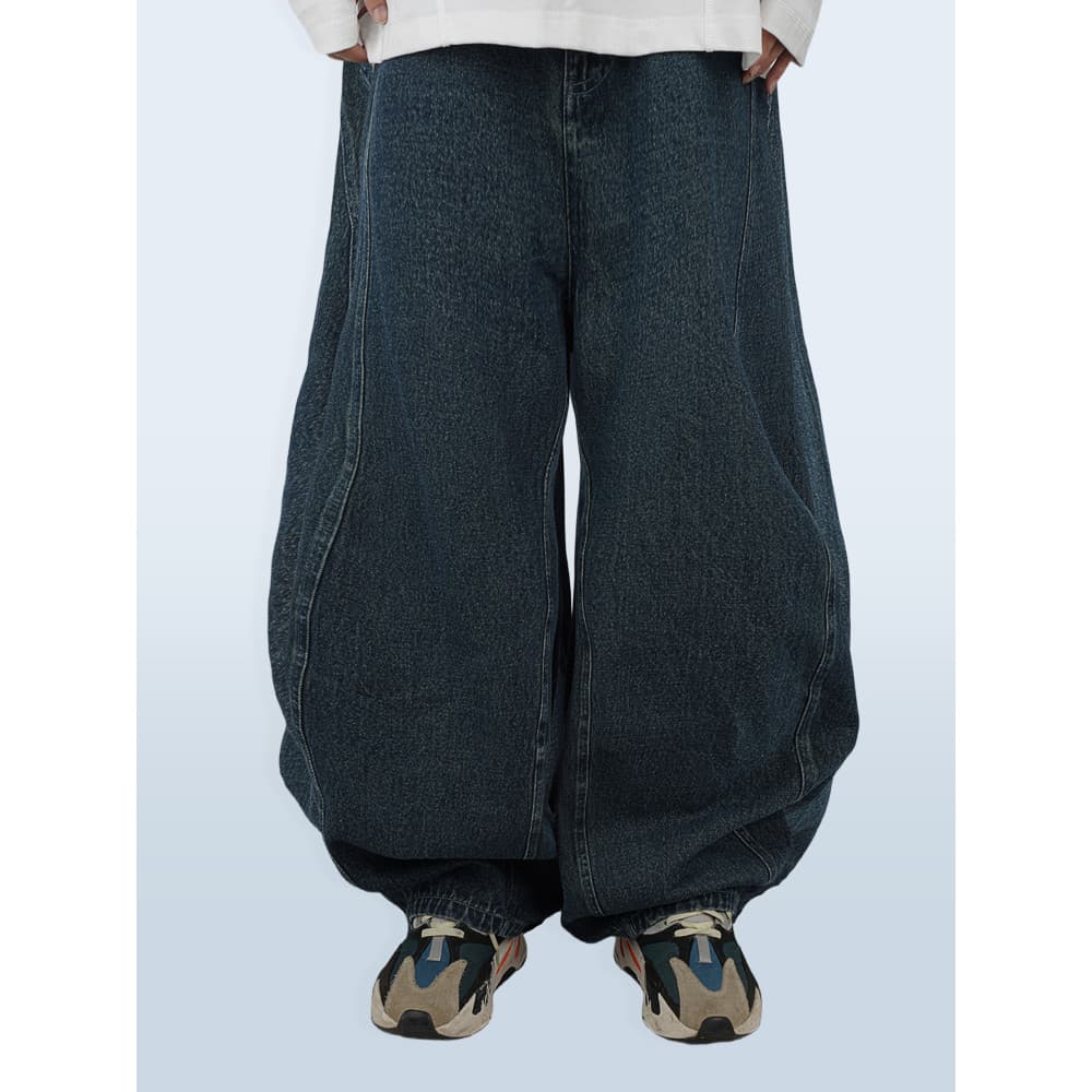 STREAMLET.CHEN: {Insect Cocoon} Versão Design Perfil Costurado de Quatro Peças Jeans Casuais Soltos