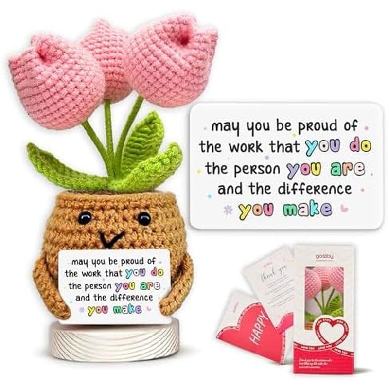 Gosssby Feito À Mão Em Crochê De Flor De Tulipa Positiva-Você Orgulhosa Do Trabalho Que Faz-Presente Inspirador Para Mul