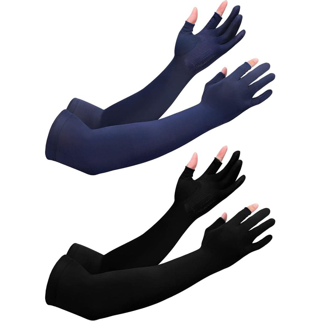 Bencailor 2 Pares de Mangas Protetoras para Braços para Homens e Mulheres com 2 Furos para os Dedos, Antiderrapantes, Lo