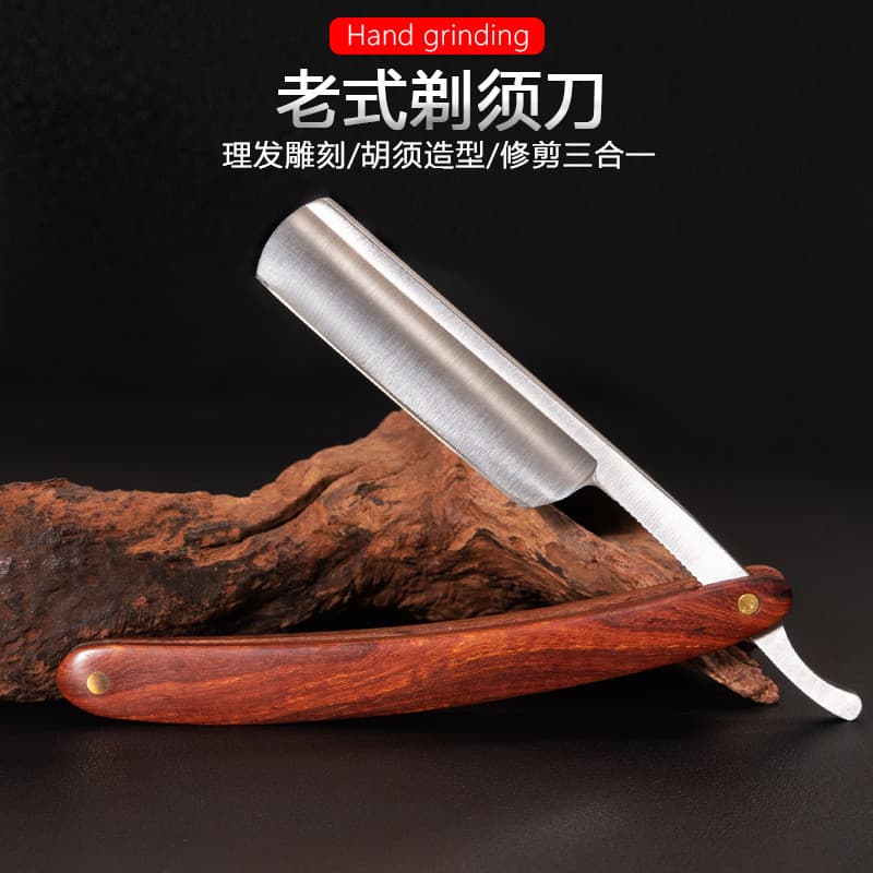 Apontador Manual masculino, navalha sólida com cabo de jacarandá, suporte de faca de aço inoxidável, navalha de corte de