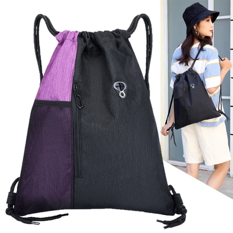 Mochila esportiva com cordão masculina leve simples na moda